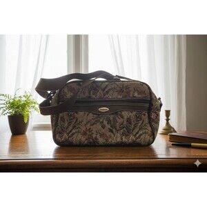 Vintage Jaguar Floral Tapestry Overnight Carpet Bag, Luggage,Shoulder,Classic